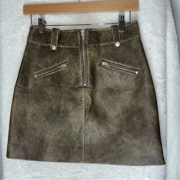 NWT BLANKNYC Zip Pocket Faux Leather Mini Skirt in Wild World Green Brown Y2K 26 - Picture 8 of 15